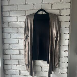Women's Open-Front Taupe Cardigan Sweater